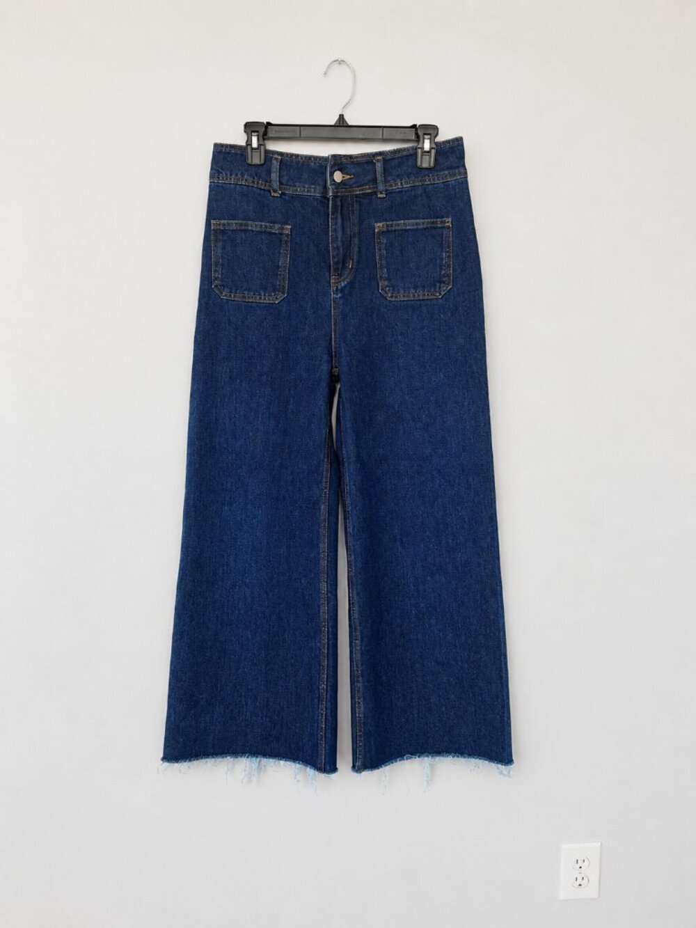 Hudson High Rise Wide Leg Raw Hem Dark Wash Jeans Size Large NWOT